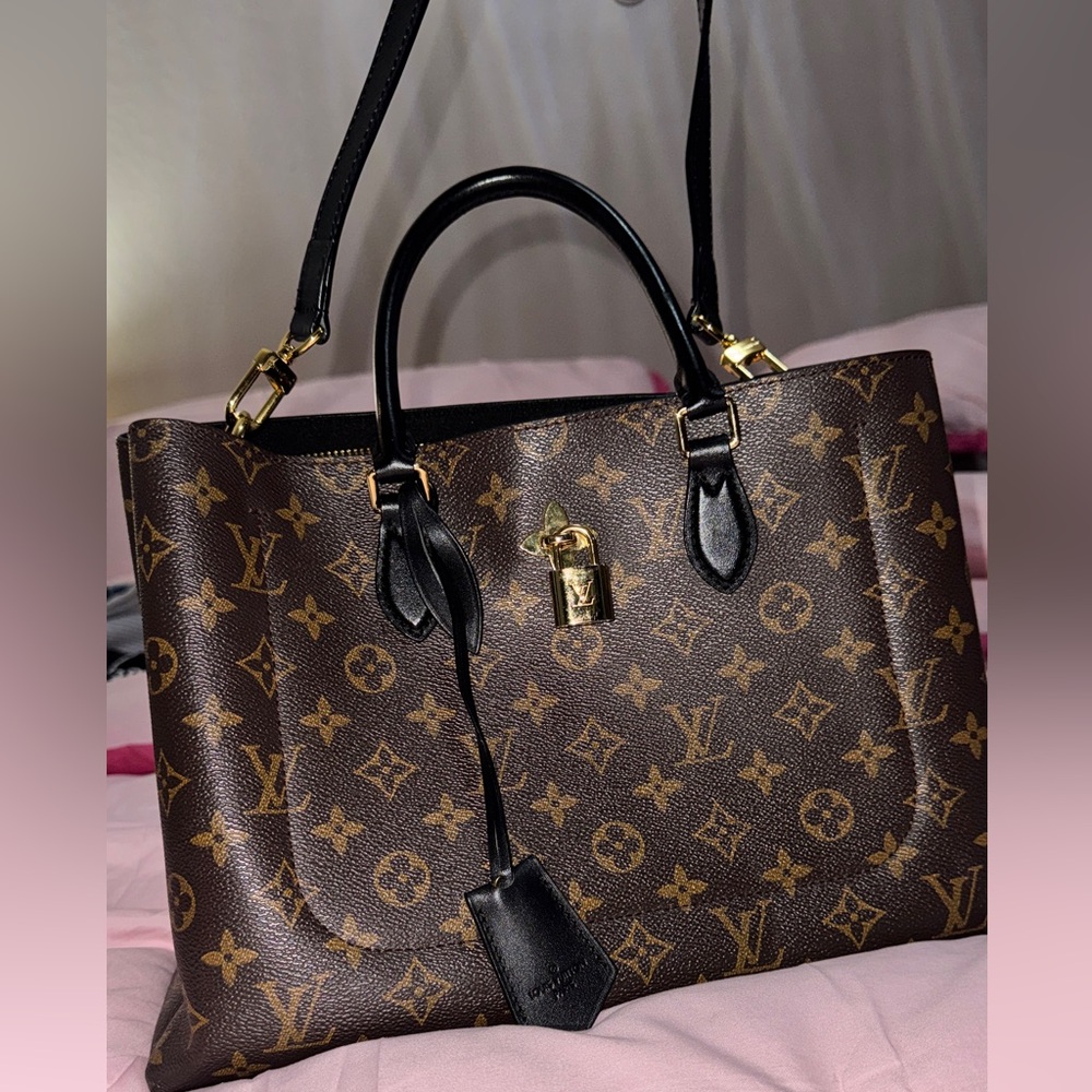 Louis Vuitton Black Monogram Canvas Flower Tote